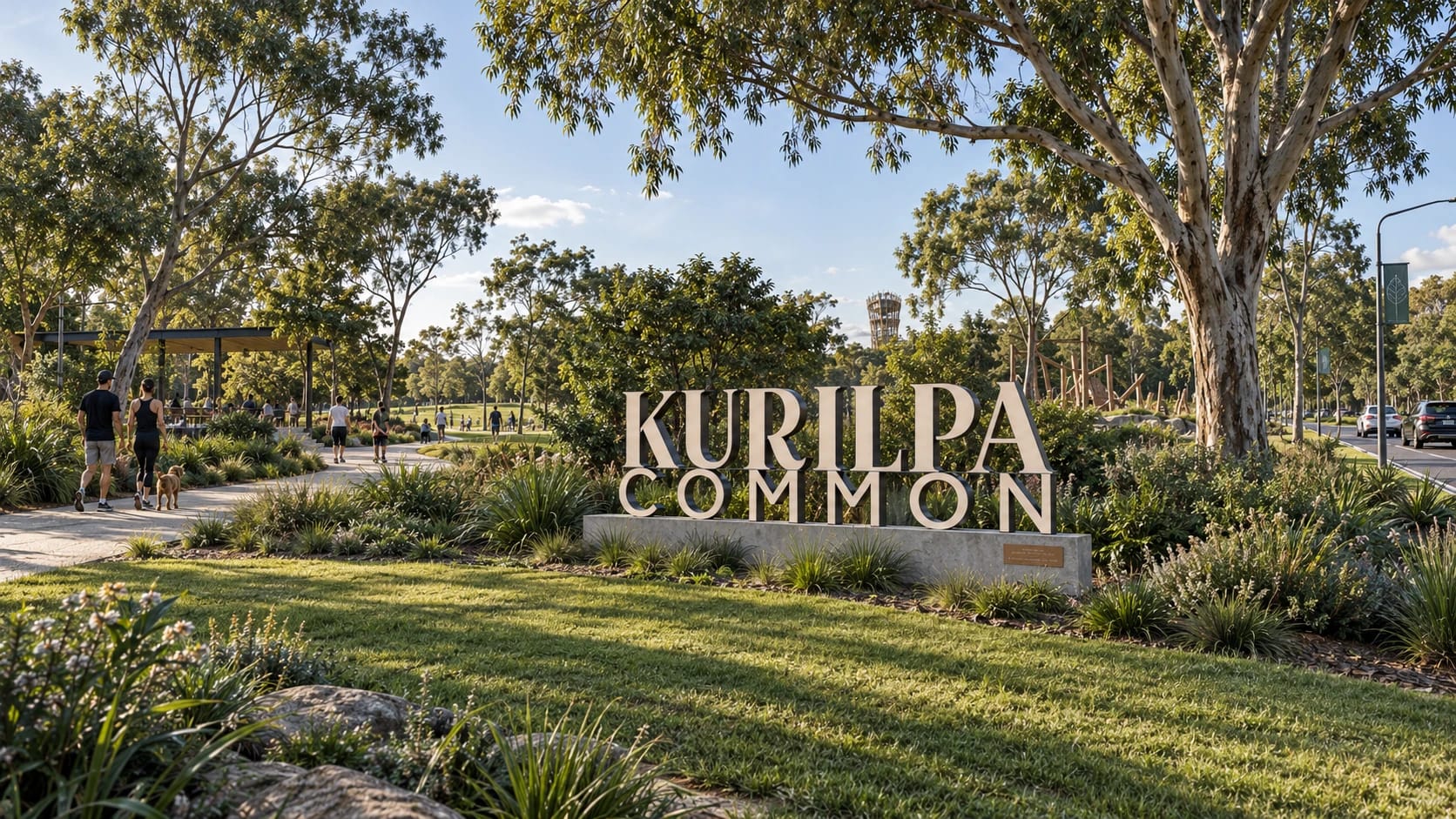 Proposed Kurilpa Common typographic landmark in a park setting