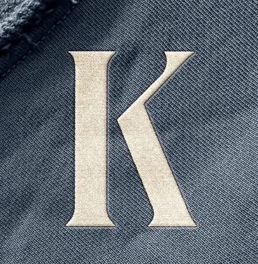 Embroidered K monogram application